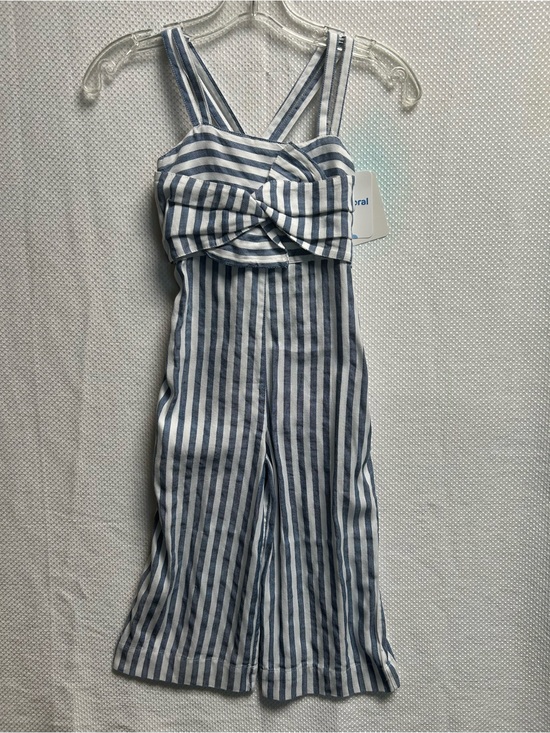 Mayoral Other - Mayoral Blue and White Striped Girls' Knot-Front Romper/Jumpsuit.NWT